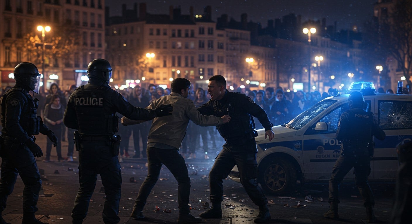 À Lyon, une vidéo virale montre un homme agresser des policiers le 14 juillet. Enquête ouverte, explications et contexte sur cet incident place Bellecour.