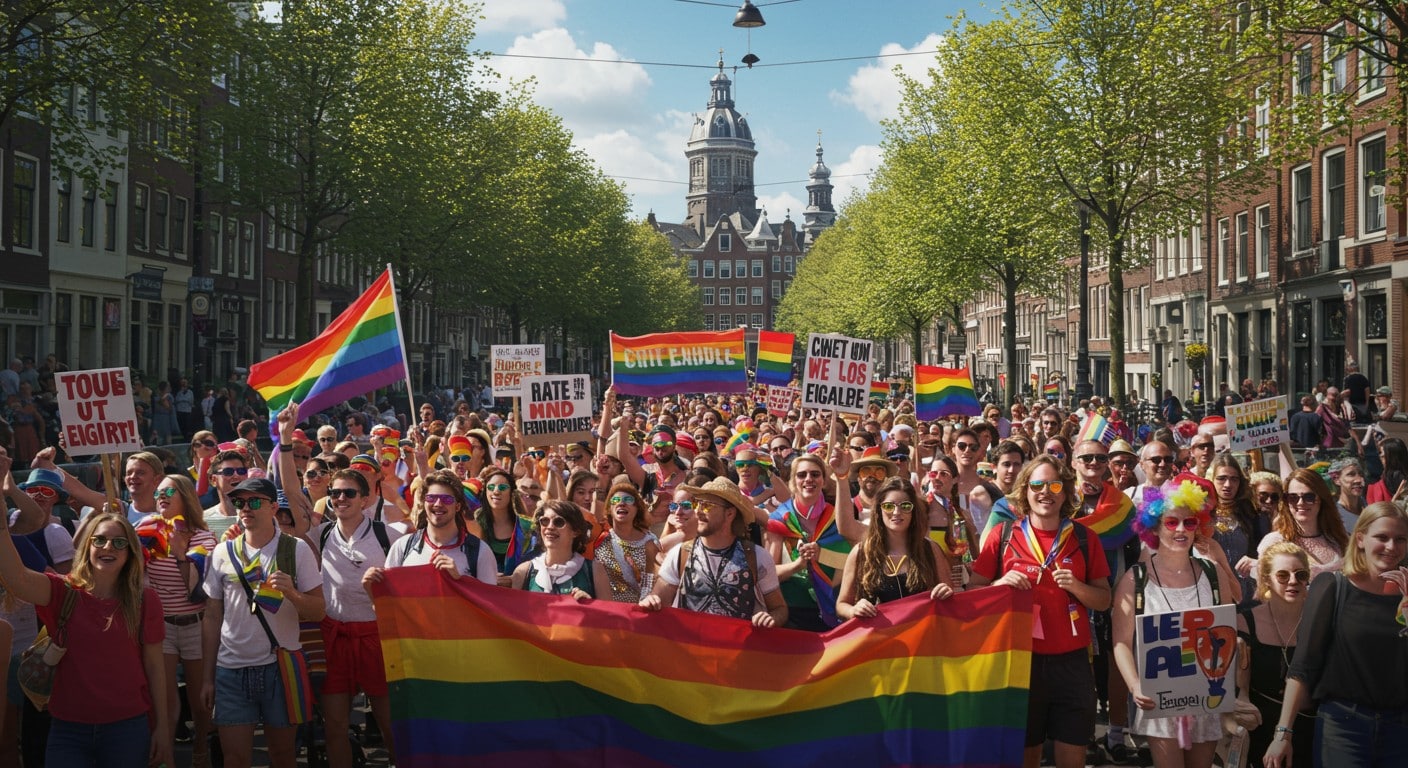 La Marche des Fiertés 2025 à Amsterdam réunit des milliers de personnes pour célébrer et défendre les droits LGBT+. Découvrez l’ambiance festive et engagée !