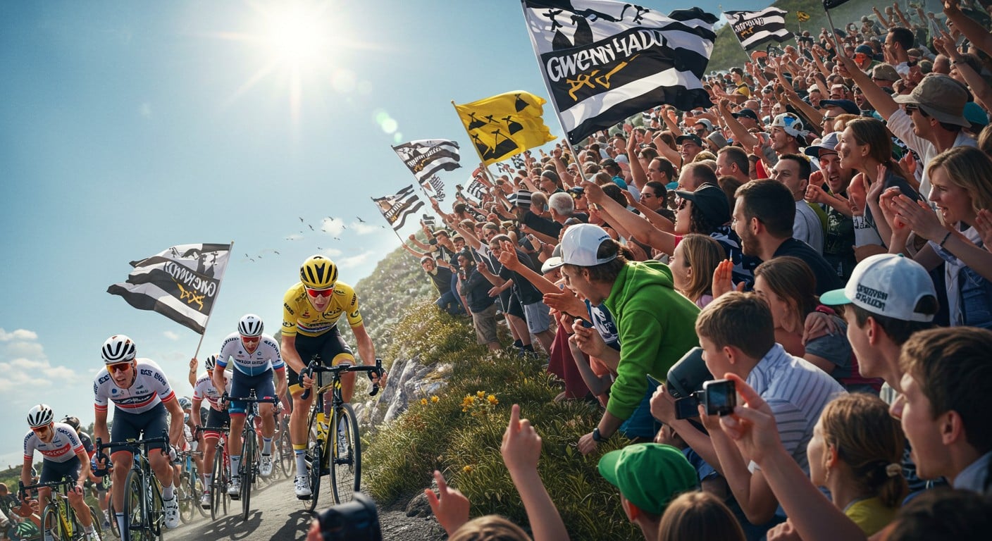 Plongez dans l'effervescence de Mûr-de-Bretagne, l'Alpe d'Huez breton, lors de l'étape 7 du Tour de France 2025. Une foule en délire, des coureurs au sommet !
