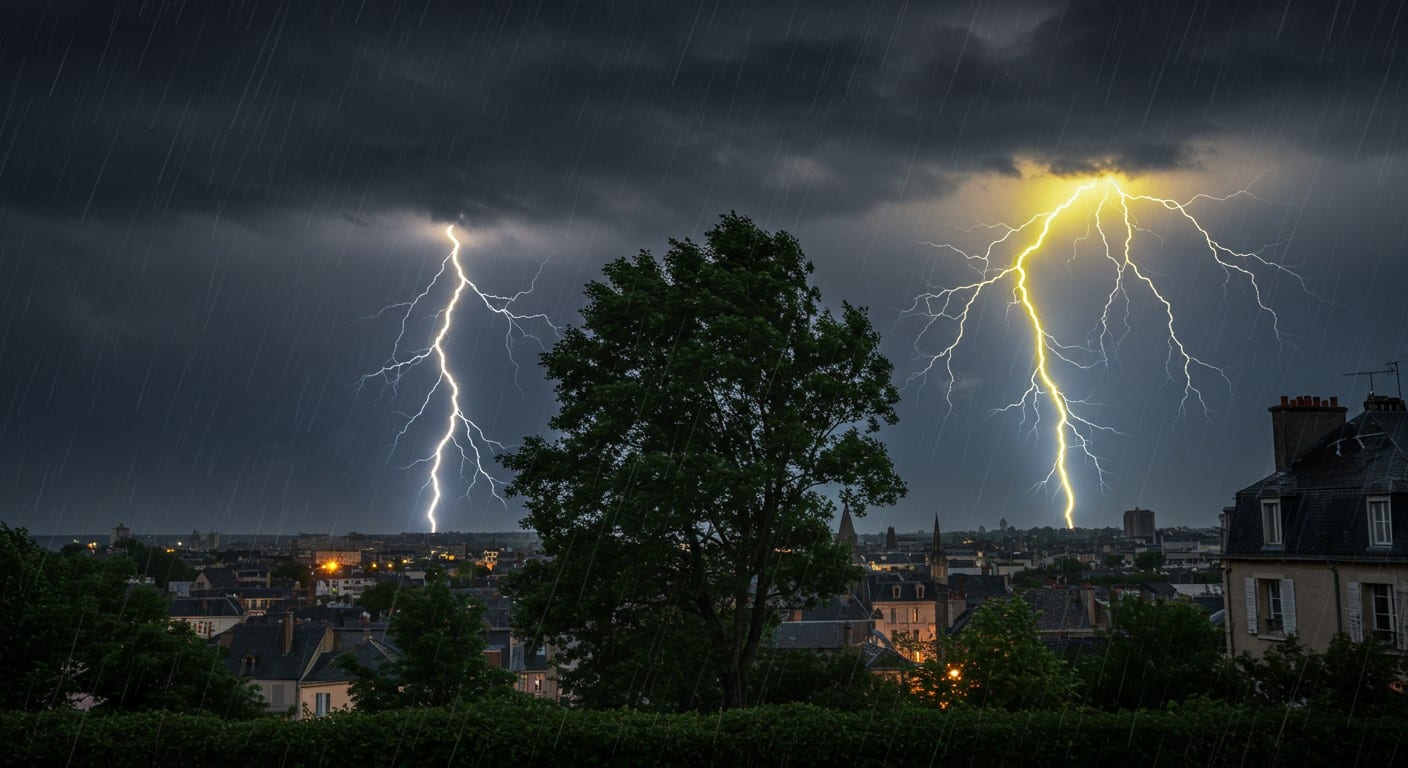 Six départements en vigilance orange pour orages violents ce dimanche. Rafales, grêle et pluies intenses attendues. Restez informés !