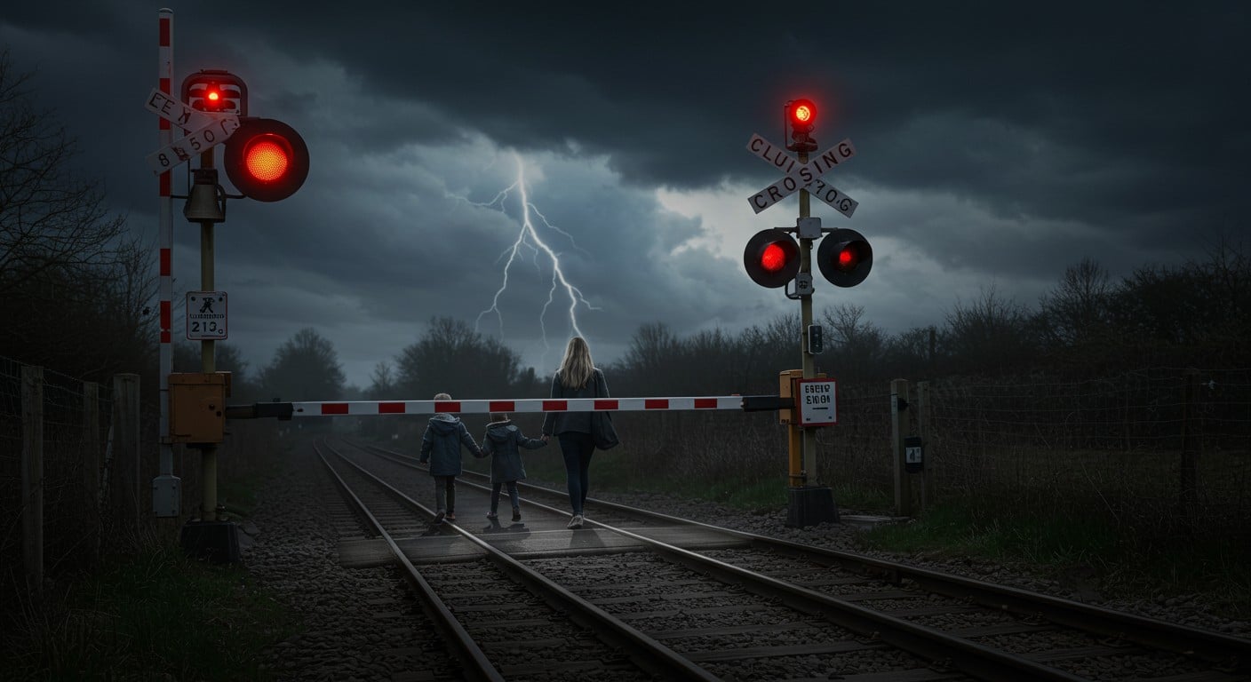 Une mère traverse un passage à niveau fermé avec ses enfants, défiant le danger. Découvrez les risques et conséquences de cet acte irresponsable.