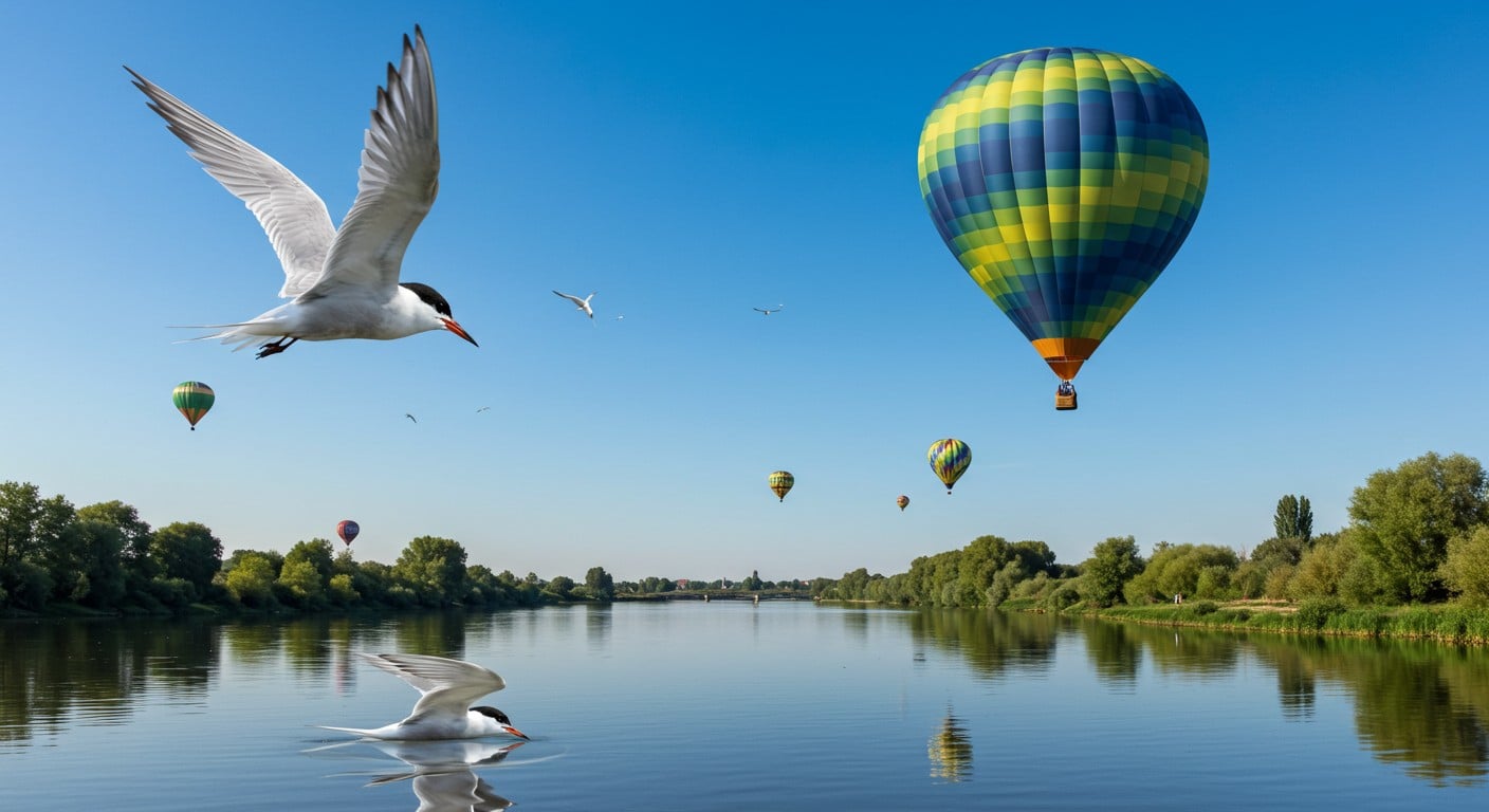 Les montgolfières doivent voler plus haut dans le Maine-et-Loire pour protéger les sternes naines et pierregarins, oiseaux menacés. Découvrez pourquoi !