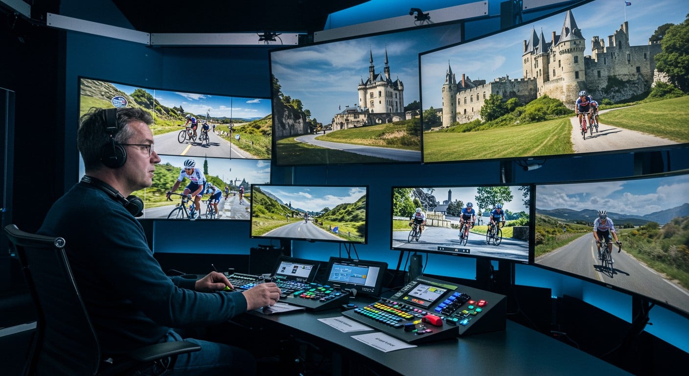 Plongez dans les coulisses de la réalisation TV du Tour de France, entre défis techniques et passion du cyclisme. Découvrez un métier sous pression !