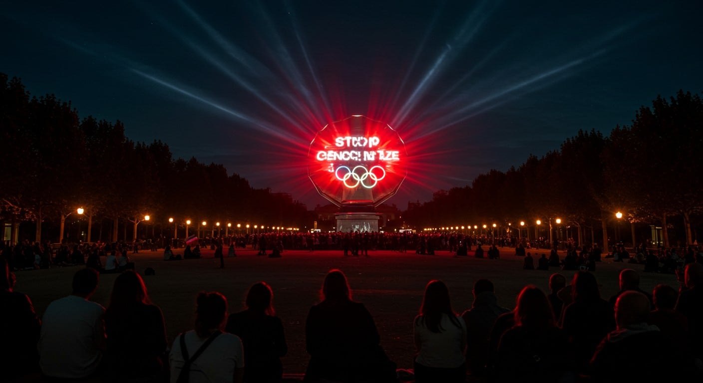 Projection choc sur la vasque olympique : "Stop génocide à Gaza". Découvrez les détails de cette action militante et ses implications internationales.