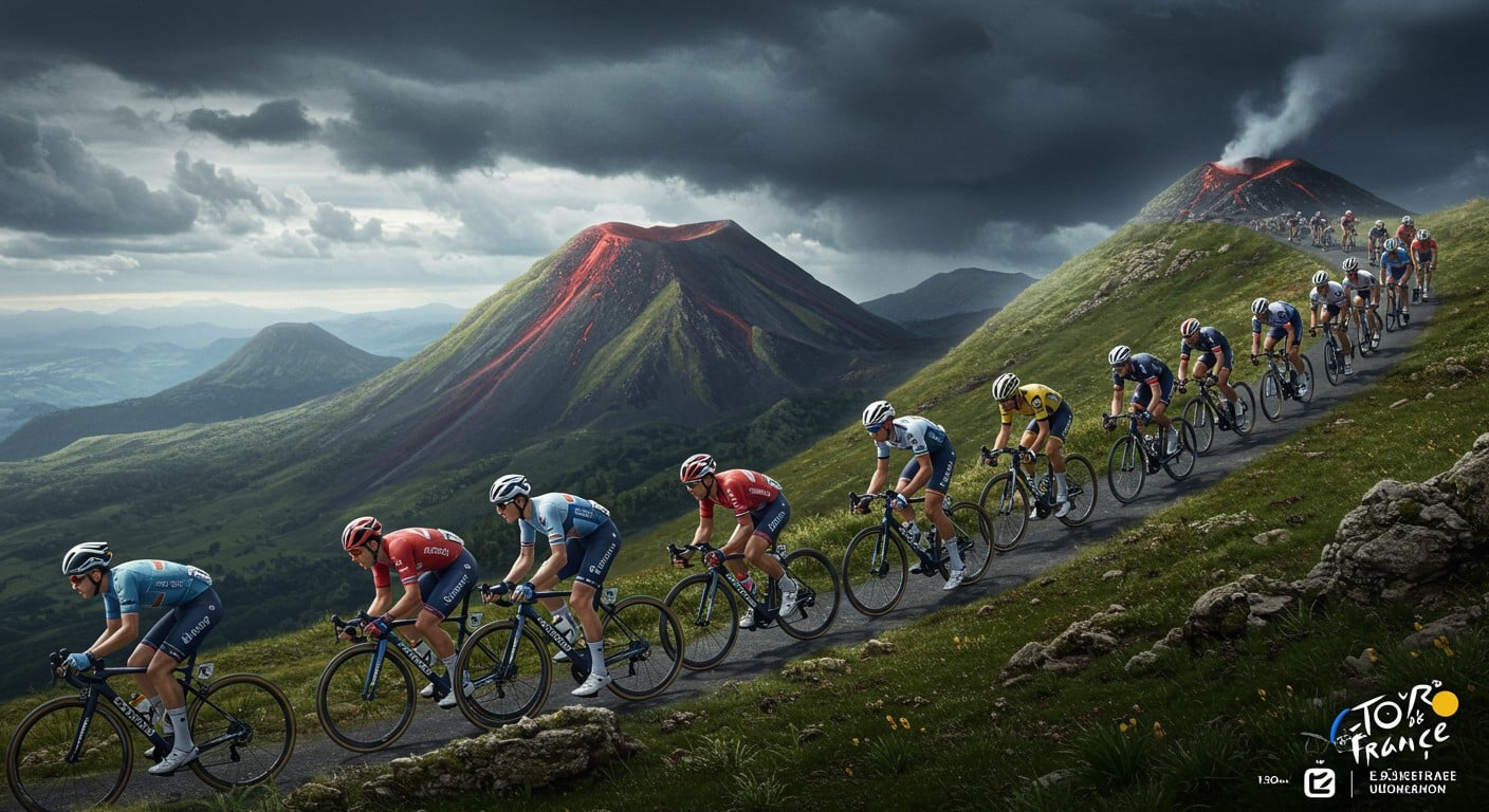 Étape 10 du Tour de France 2025 : un parcours montagneux entre Ennezat et Le Mont-Dore, 165 km de côtes raides et 4500 m de dénivelé. Qui s’imposera ?