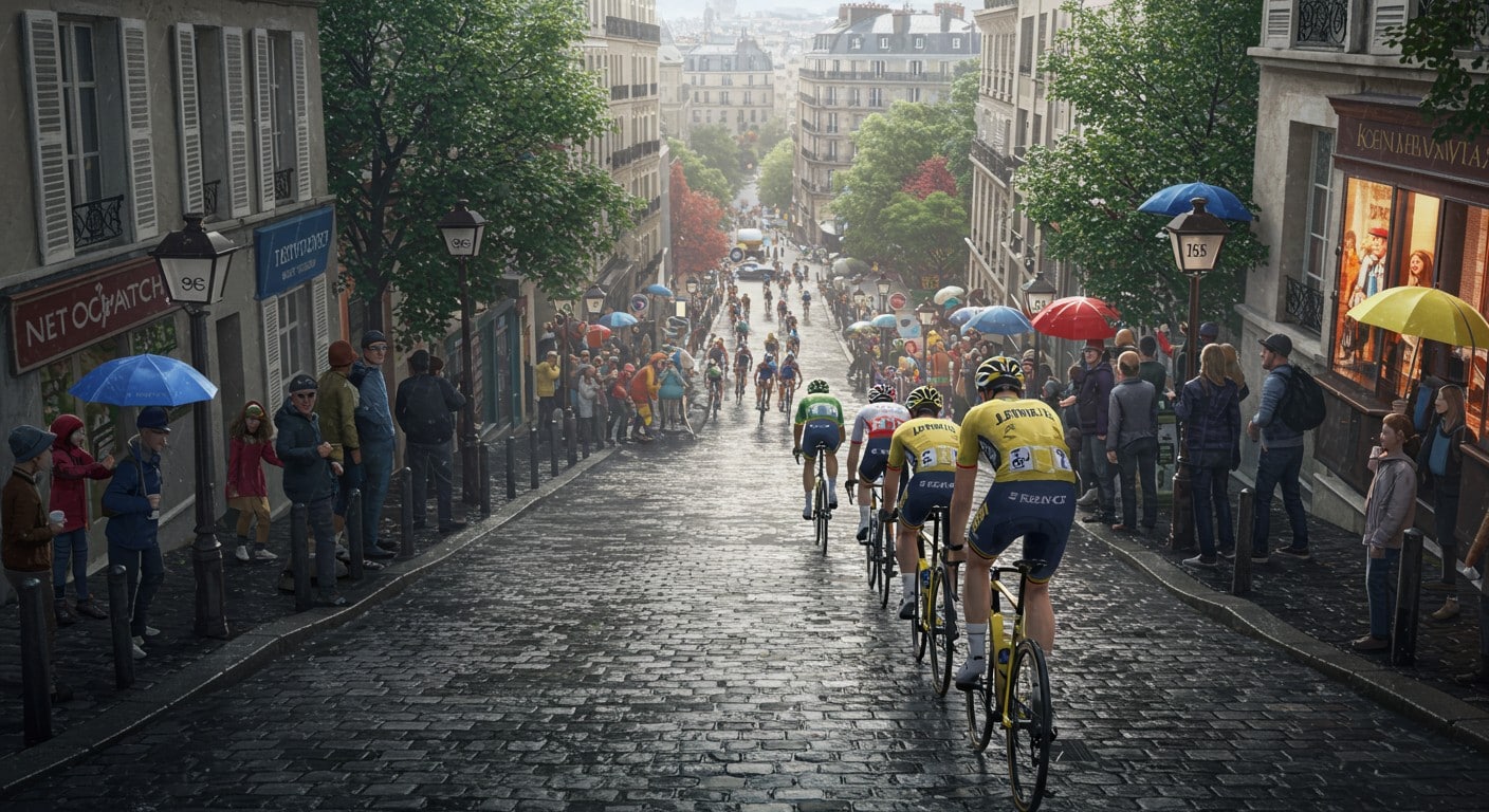 Le Tour de France 2025 s’achève à Montmartre sous la pluie. Découvrez les frayeurs, exploits et l’ambiance folle de cette étape légendaire !