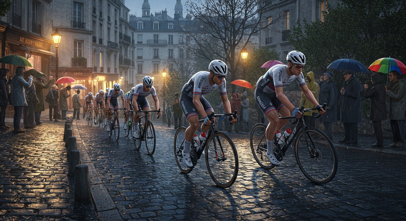 Pluie prévue à Paris pour le Tour de France 2025 ? Découvrez comment les organisateurs gèrent la sécurité rue Lepic et les pavés glissants.