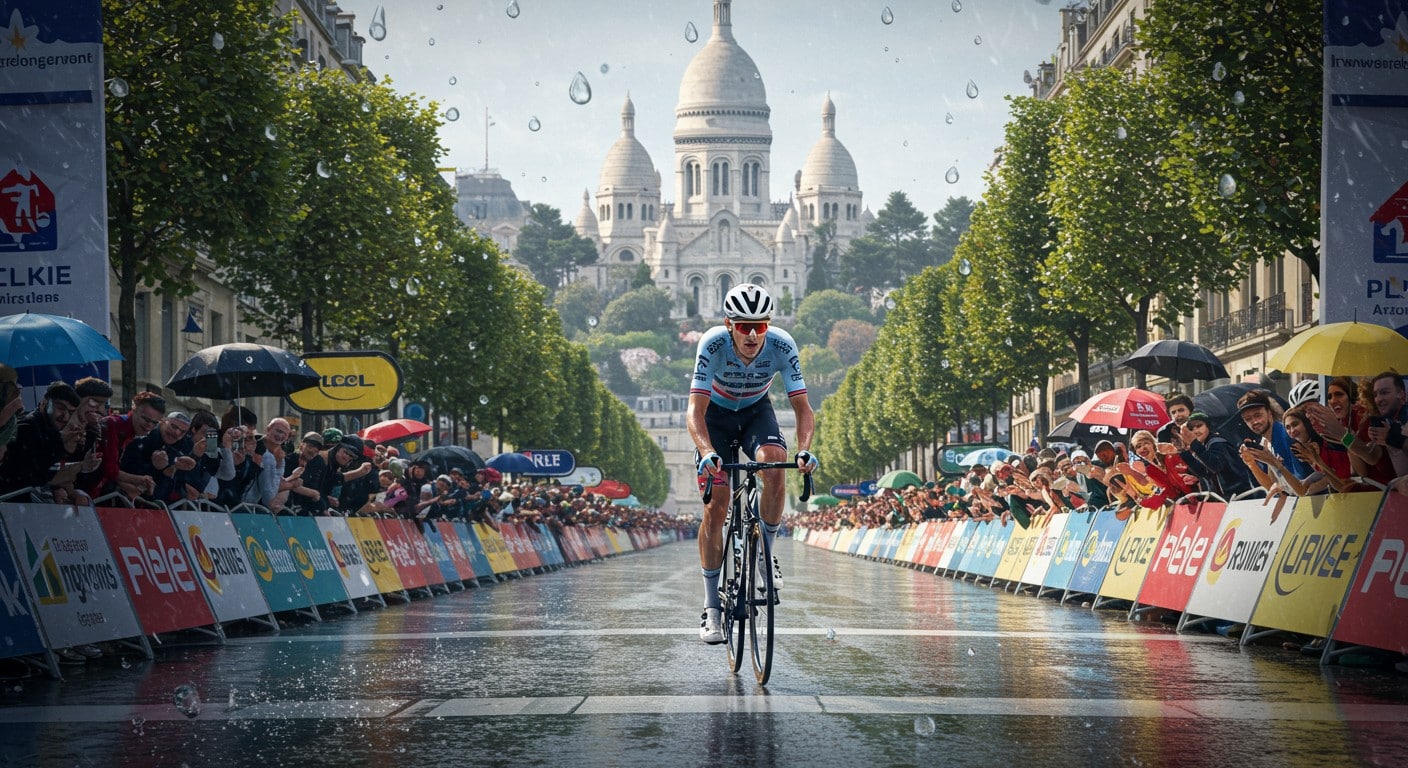 Revivez l’étape légendaire du Tour de France 2025 à Paris, avec la victoire de Van Aert et le sacre de Pogacar. Une course épique sous la pluie !