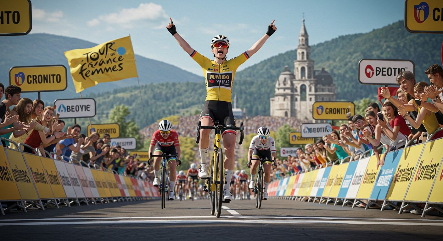 Marianne Vos remporte la 1re étape du Tour de France Femmes 2025 avec brio. Découvrez le classement, les moments forts et l’impact de cette course palpitante !