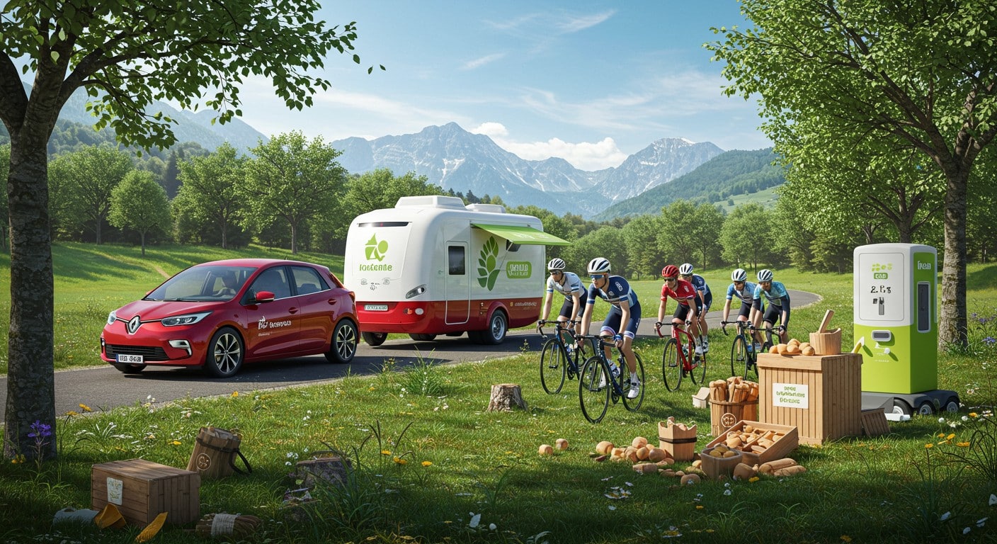 Le Tour de France réduit son empreinte carbone avec des véhicules électriques et des goodies écoresponsables. Découvrez comment il vise l’objectif de l’Accord de Paris d’ici 2030.