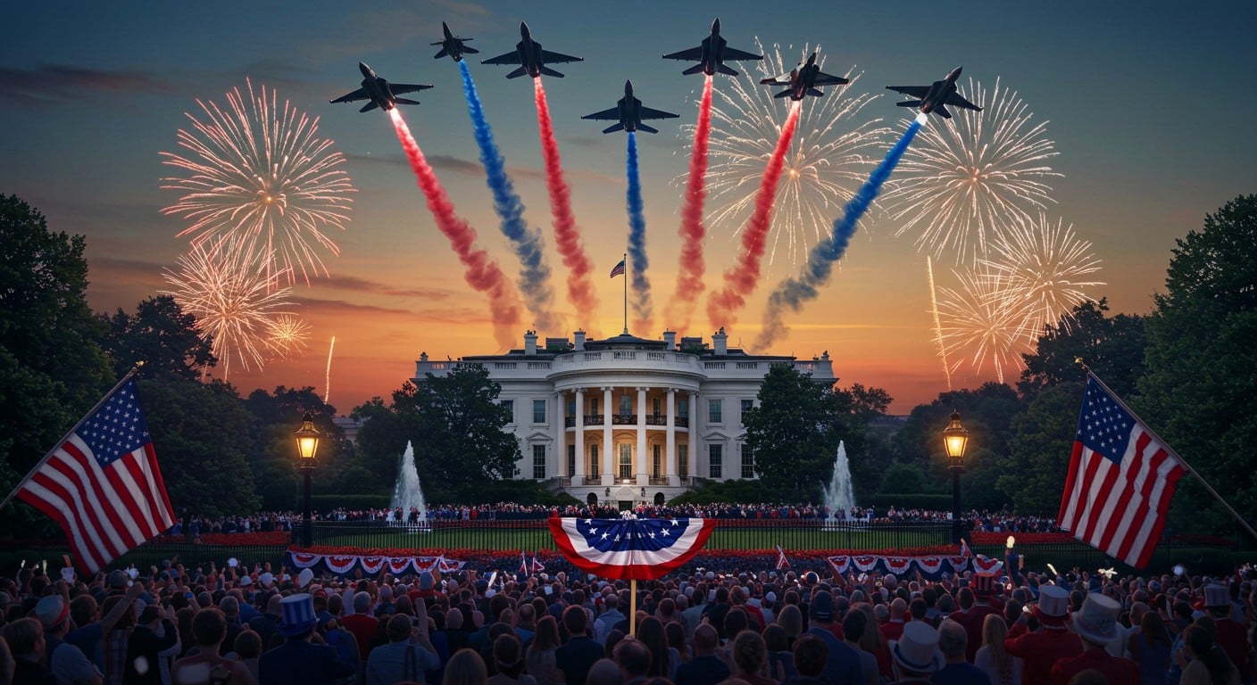 Trump promulgue sa loi budgétaire lors d'une fête nationale spectaculaire avec parade aérienne et feux d’artifice. Découvrez les détails de cet événement historique !