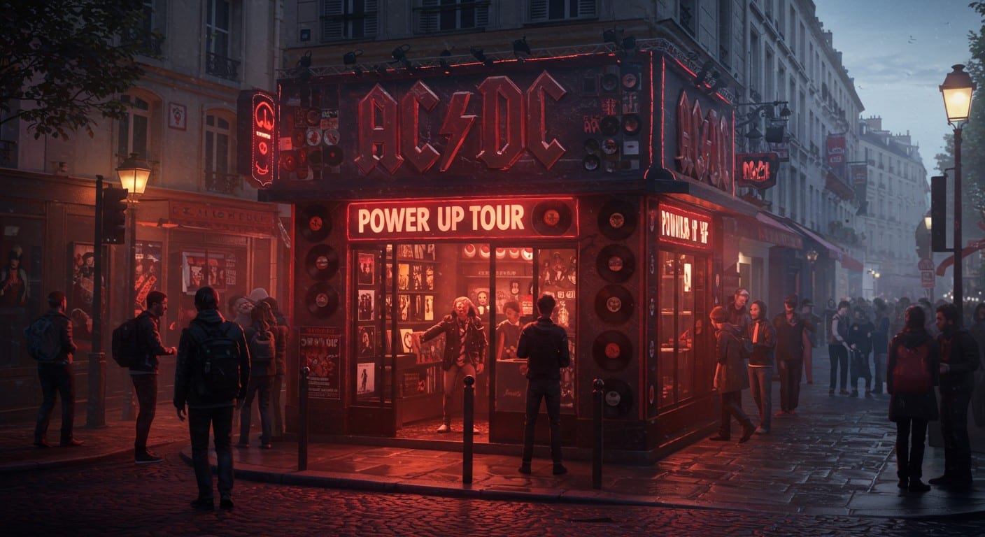 Découvrez l'engouement autour du pop-up store AC/DC à Paris, avec des objets uniques et l'énergie du Power Up Tour. Plongez dans l'univers du hard rock !