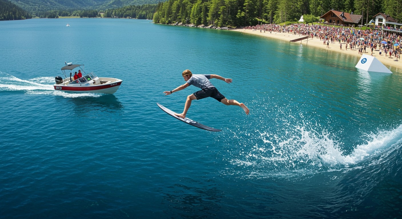 Découvrez les Championnats d’Europe de barefoot 2025 à Saint-Prest, où les athlètes glissent à 70 km/h et sautent comme Superman !