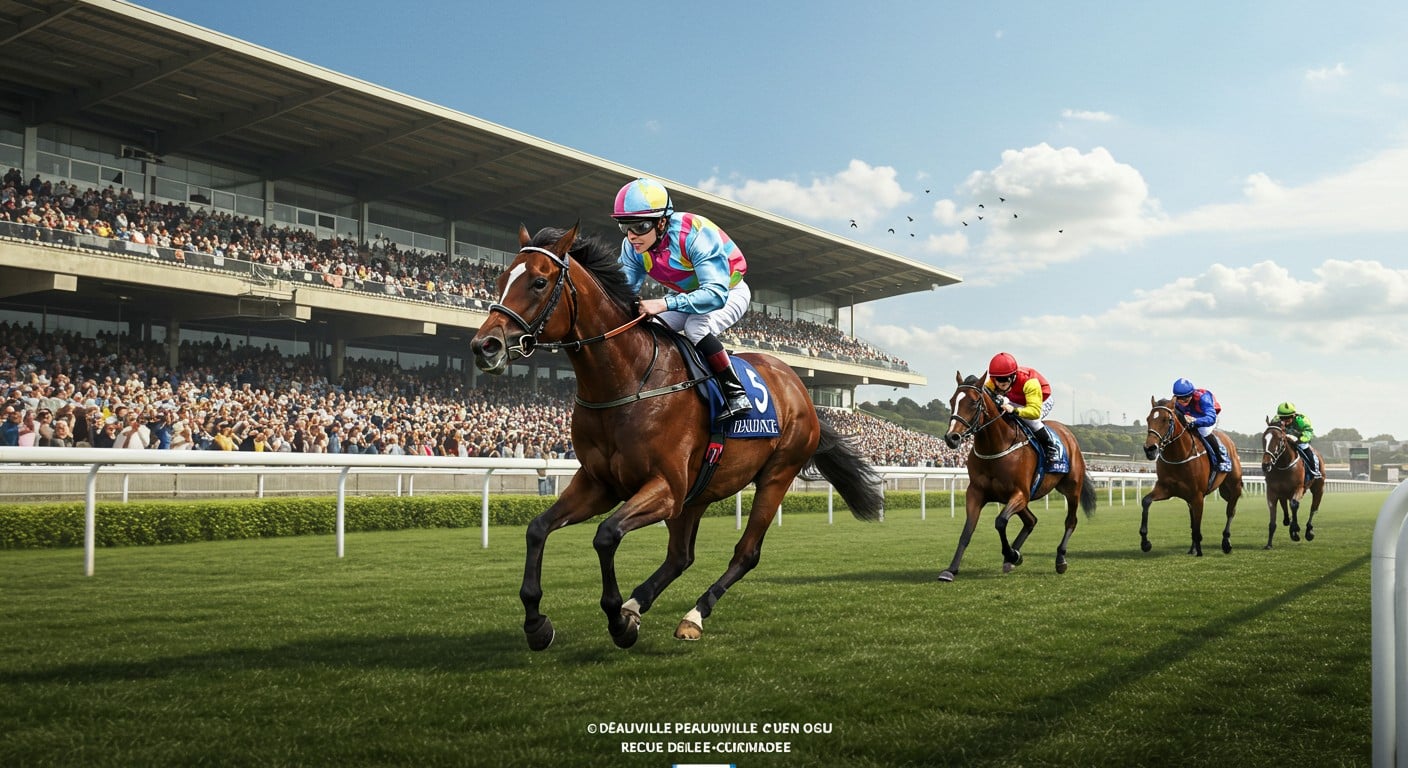 Chica de Ciudad remporte le Grand Prix des Femmes Jockeys à Deauville, devançant Alva. Découvrez cette course palpitante et l'exploit d'Ambre Molins !