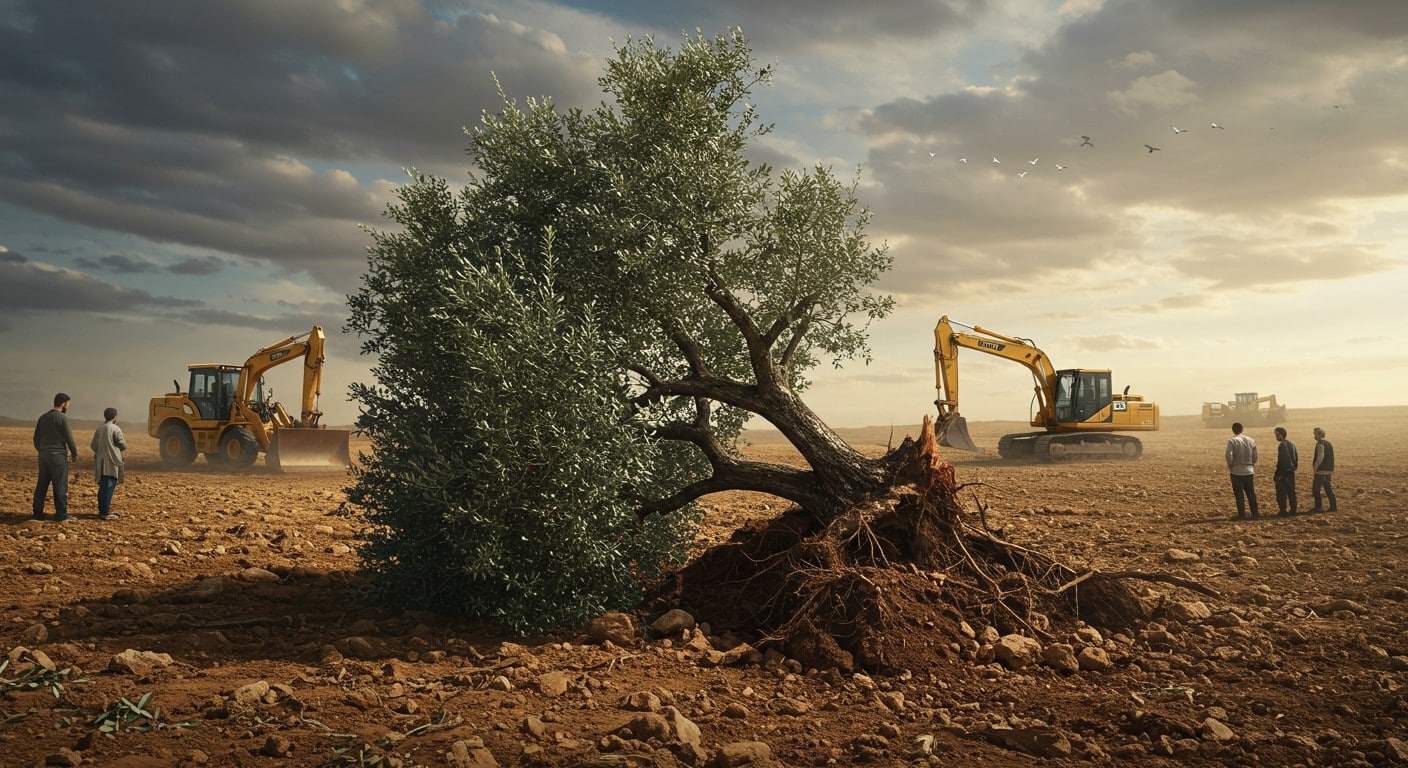 En Cisjordanie, des milliers d’oliviers sont déracinés sous les yeux de militaires. Quel est l’impact sur les agriculteurs palestiniens ? Découvrez les enjeux.