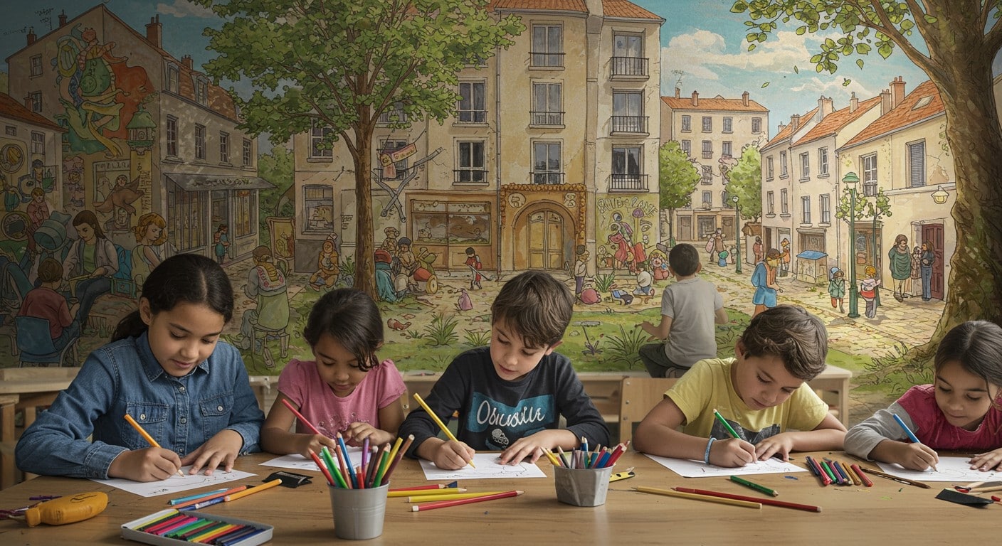 À Clichy-sous-Bois, des enfants capturent la mémoire de leur quartier à travers l’art. Découvrez comment ces ateliers créatifs valorisent leur ville !