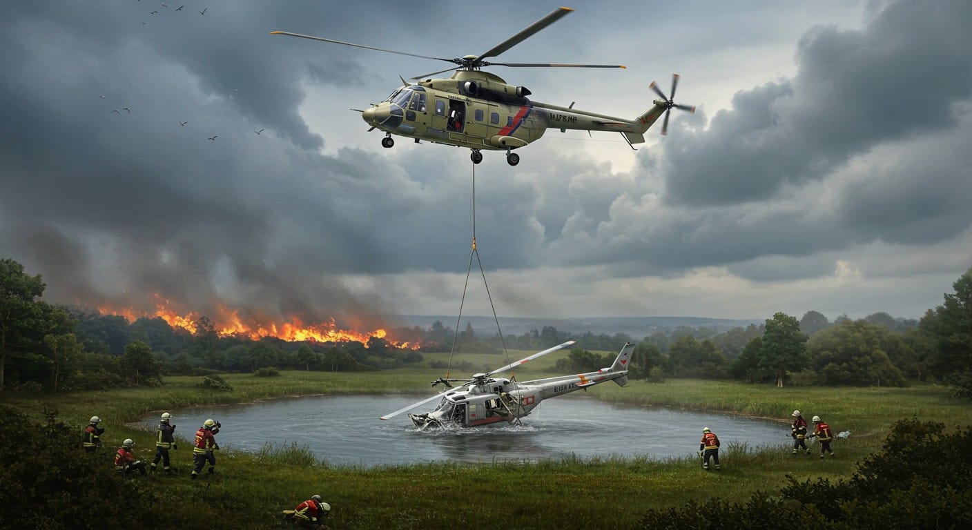 Hélicoptère crashé à Rosporden : un Super Puma hélitreuille la carcasse. Découvrez les détails de l’opération et les enquêtes en cours.
