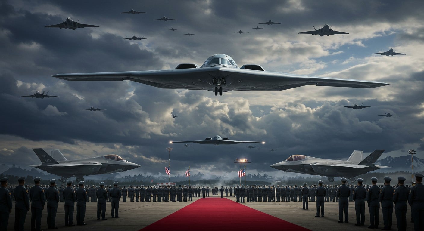 Les États-Unis impressionnent avec un survol de B-2 et F-35 lors d’un sommet en Alaska. Découvrez les enjeux géopolitiques et militaires de cet événement.