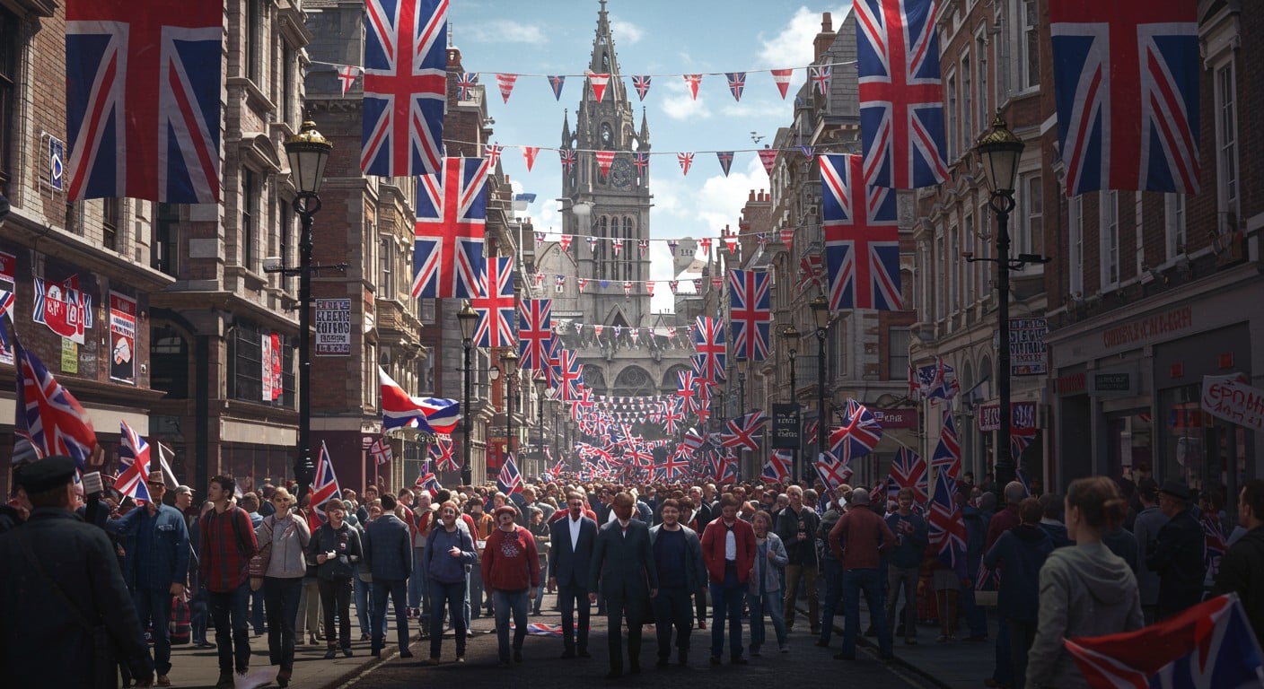 Pourquoi des drapeaux anglais et britanniques envahissent les villes du Royaume-Uni ? Découvrez les dessous d’une campagne controversée entre patriotisme et extrême droite.
