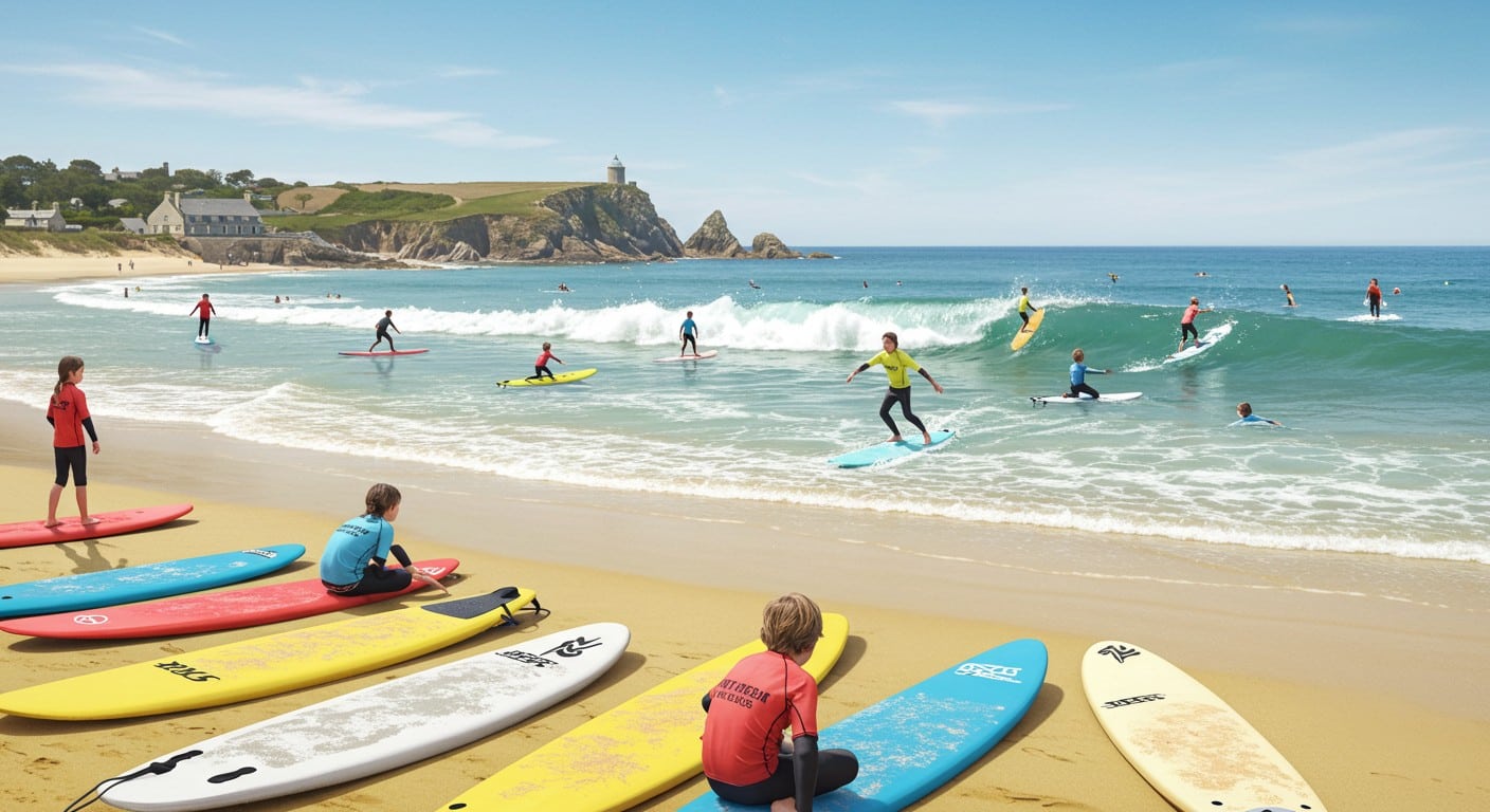 Apprenez à surfer à la pointe de la Torche ! Stages pour tous âges, du débutant au senior. Découvrez ce sport en Bretagne, en toute sécurité.
