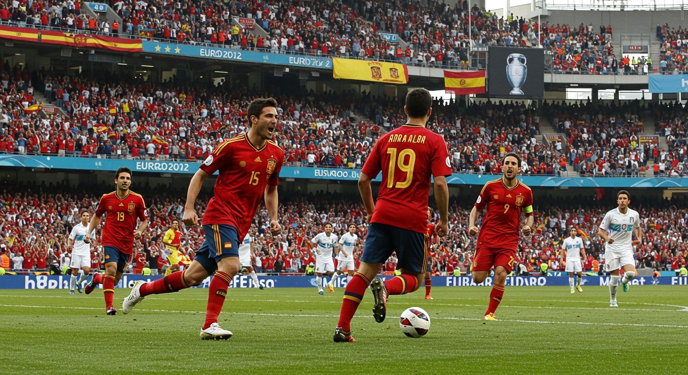 Revivez la finale légendaire de l’Euro 2012 où l’Espagne a dominé l’Italie 4-0, avec des tactiques brillantes et une unité d’équipe inégalée.