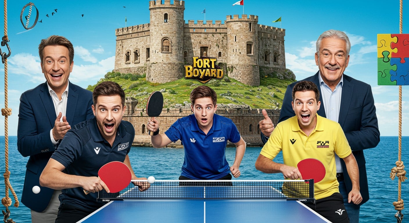 Les pongistes Lebrun et Gauzy brillent dans Fort Boyard le 30 août. Découvrez leur aventure télévisée, pleine de rires et de défis, pour une cause noble !