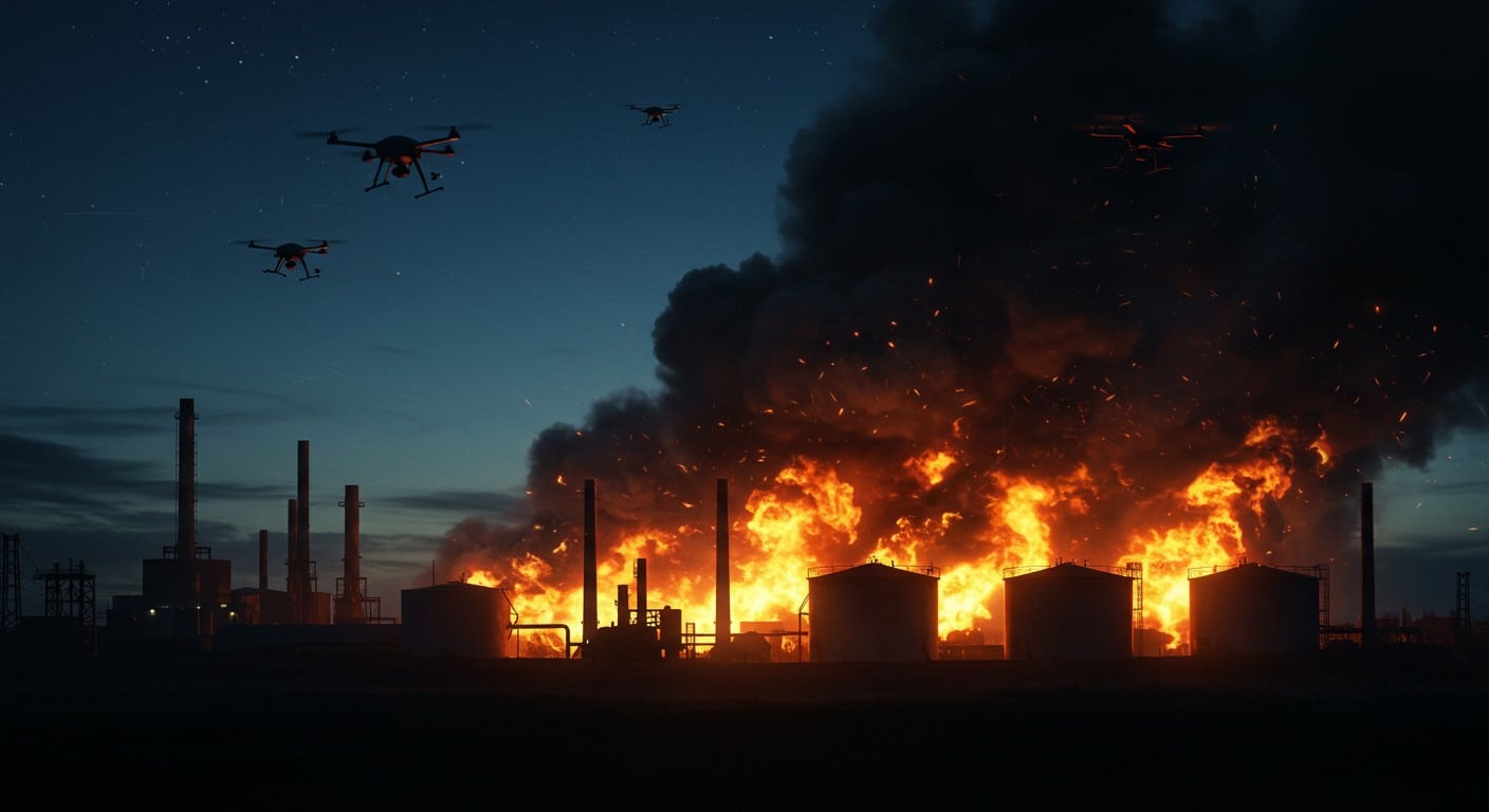 Ukraine riposte aux attaques russes : drones provoquent un incendie à Sotchi. Découvrez les détails et impacts de cette escalade militaire.