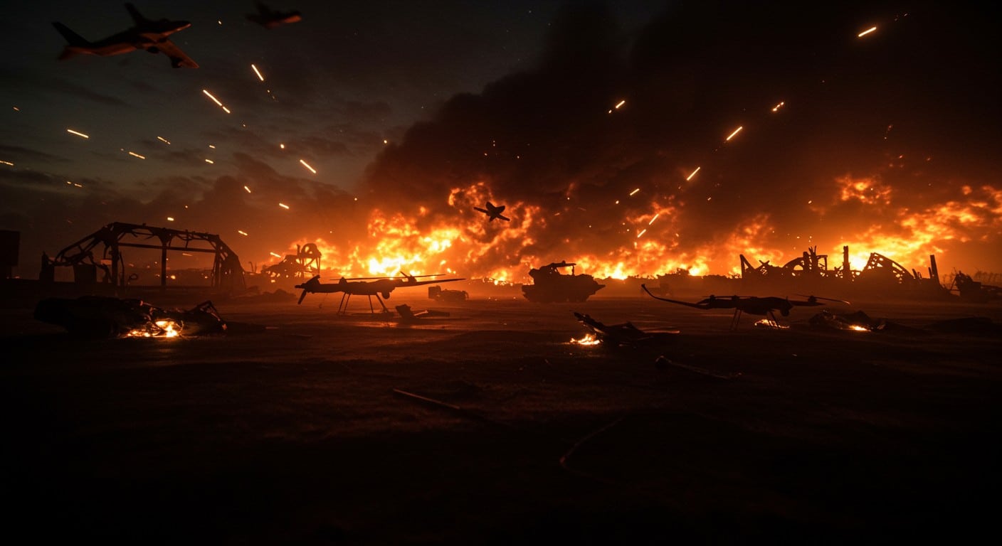 Kiev frappe la base russe de drones Shahed-136, causant des dégâts majeurs. Découvrez l'impact stratégique et les failles russes.