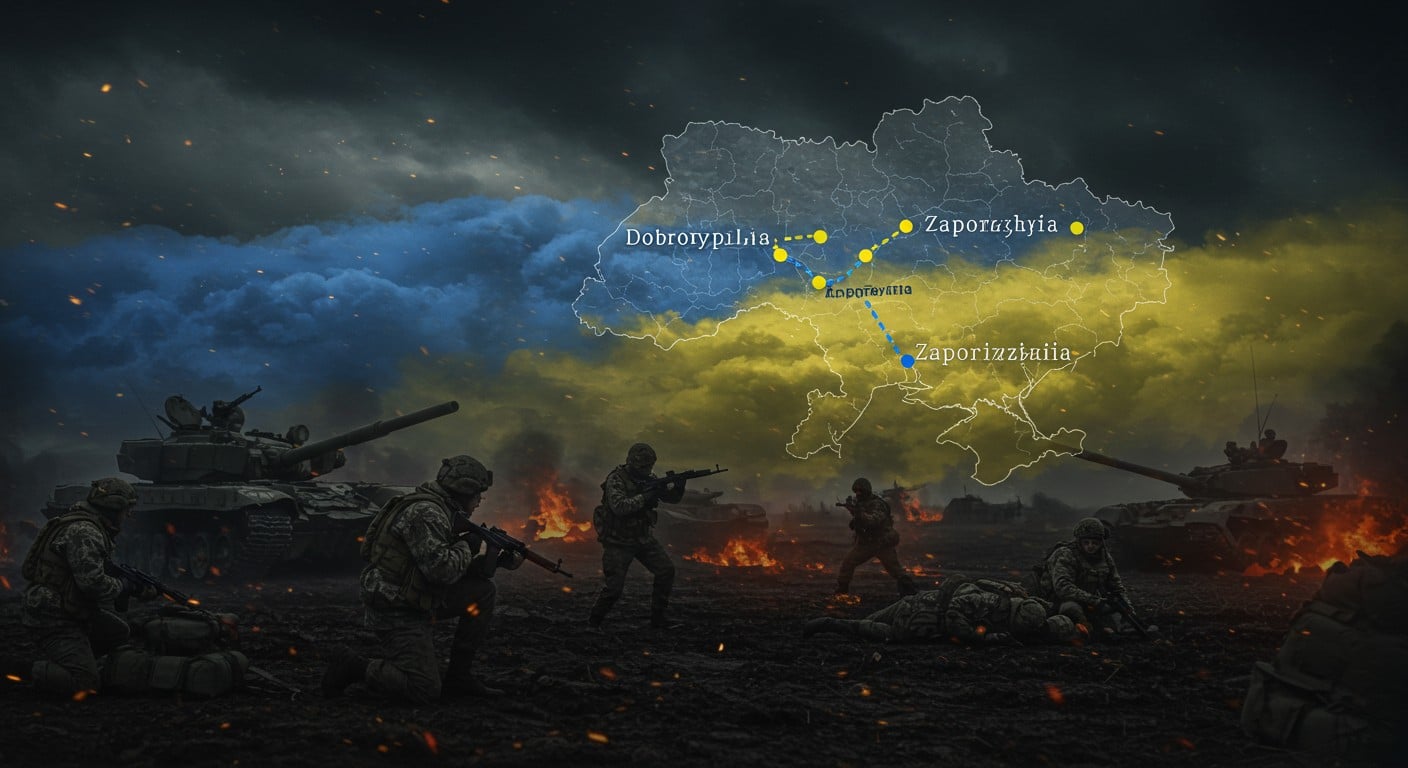 Zelensky déploie des renforts à Dobropillia et Zaporijjia pour contrer l’avancée russe, avant un sommet clé en Alaska. Suivez l’évolution du conflit !