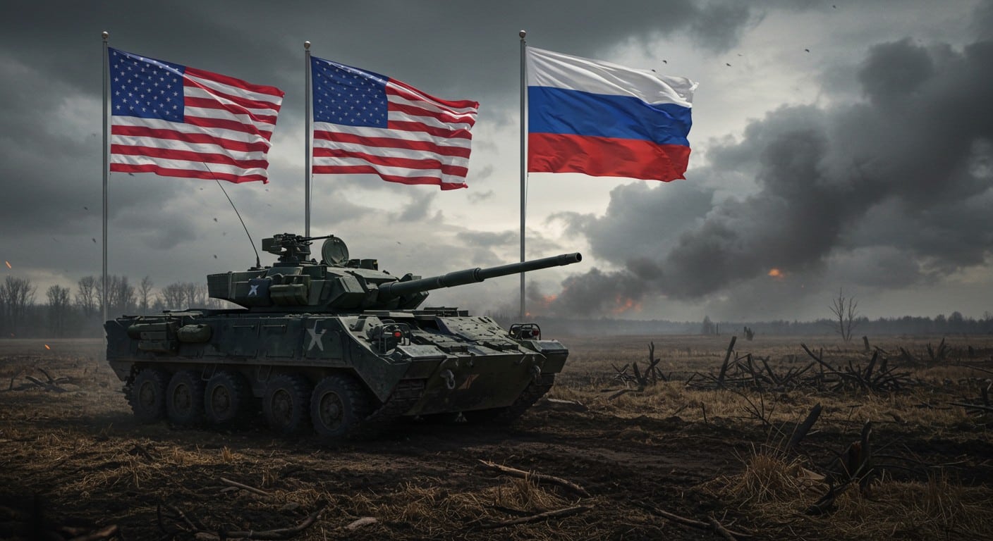 Vidéo troublante : un tank russe arborant un drapeau américain en Ukraine. Propagande ou réalité ? Découvrez ce que cache cette image choc.