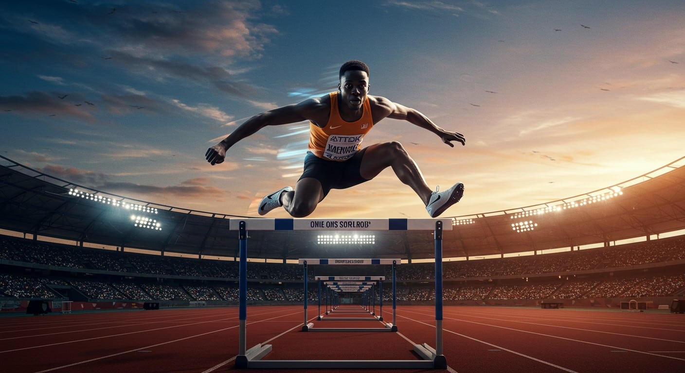 Just Kwaou-Mathey brille avec un chrono de 12''99 et vise l'or aux Mondiaux. Découvrez son parcours et ses ambitions !