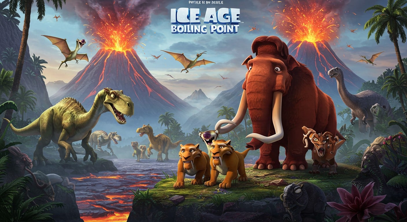 Découvrez L’Âge de Glace 6 : Point d’Ébullition, prévu pour 2027, avec une aventure déjantée remplie de dinosaures et de lave. Sid, Manny et Diego reviennent !