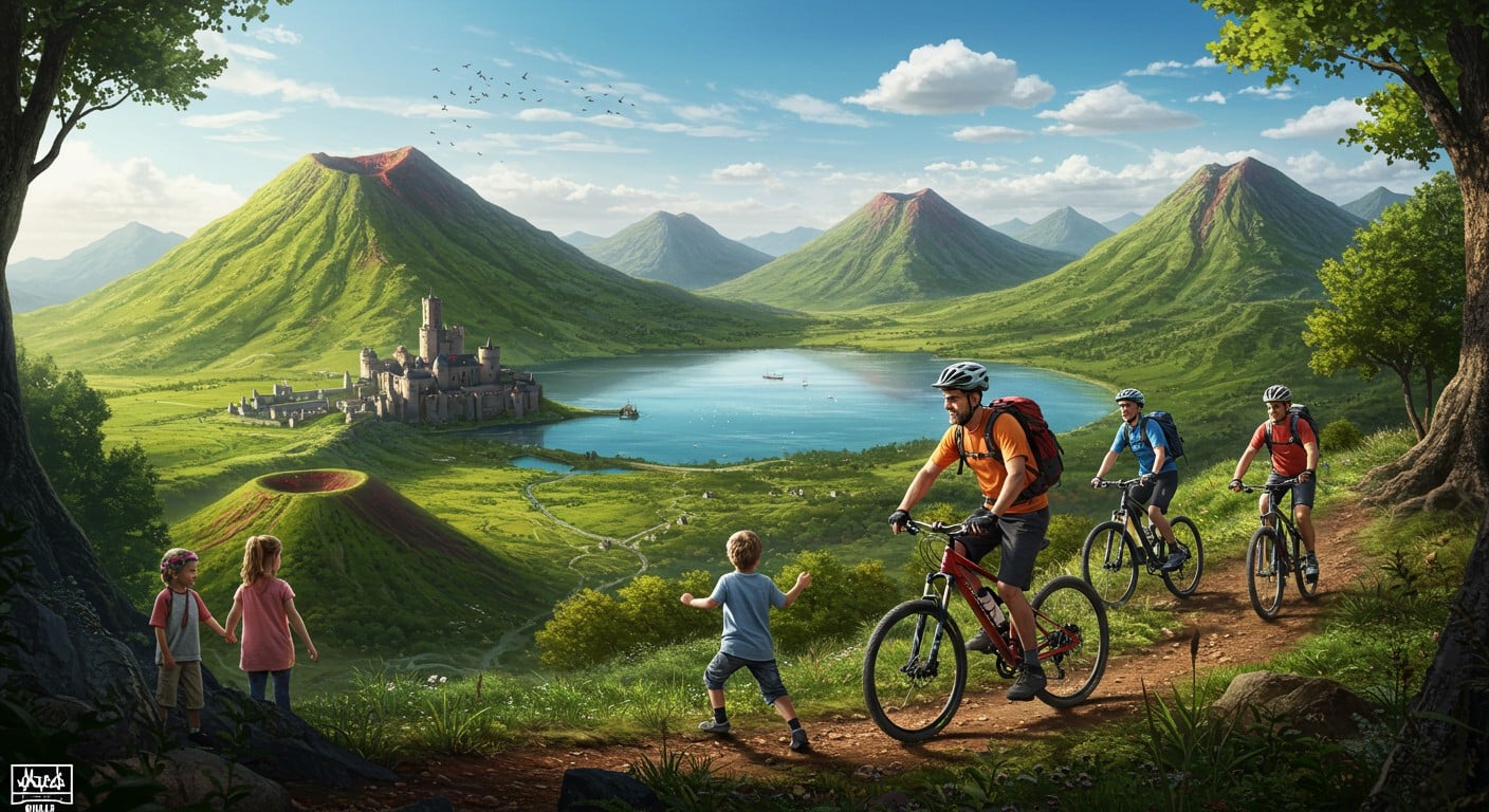 Découvrez les activités familiales incontournables dans le Massif du Sancy : VTT, randonnées, tyroliennes et lacs volcaniques pour un été mémorable !