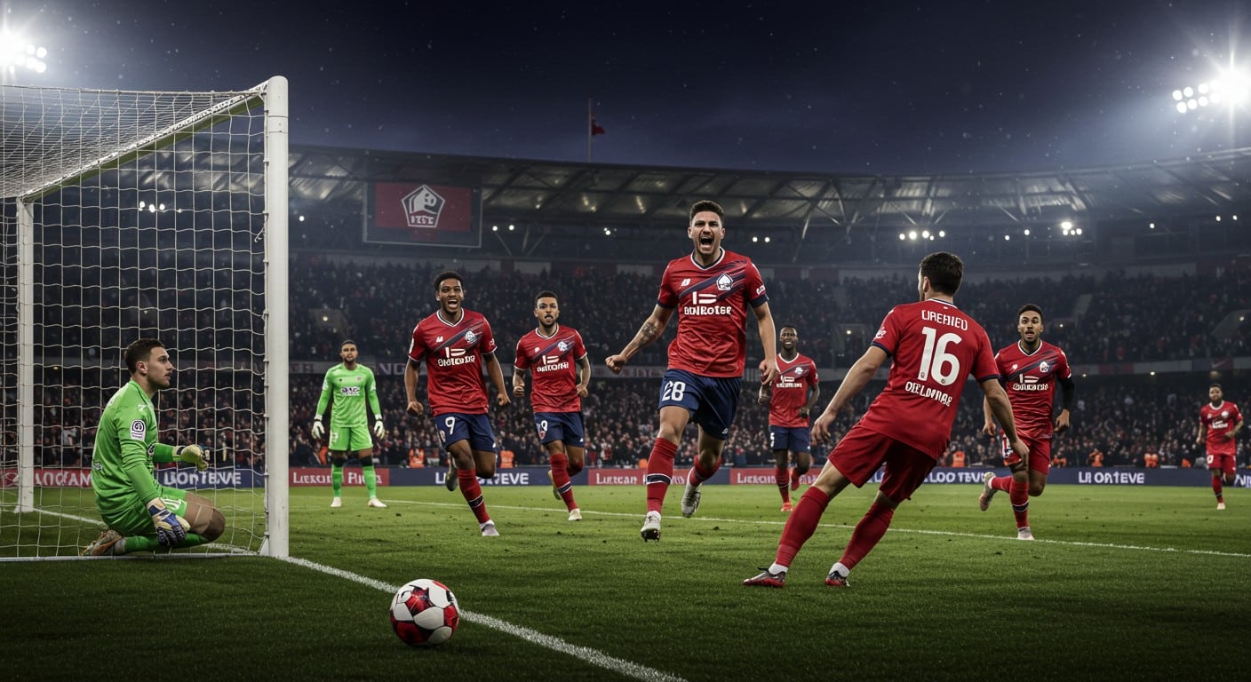 Lille atomise Lorient 7-1 et s'empare de la tête de la Ligue 1. Découvrez comment les Dogues ont brillé malgré l'absence de Giroud. Analyse et moments forts !