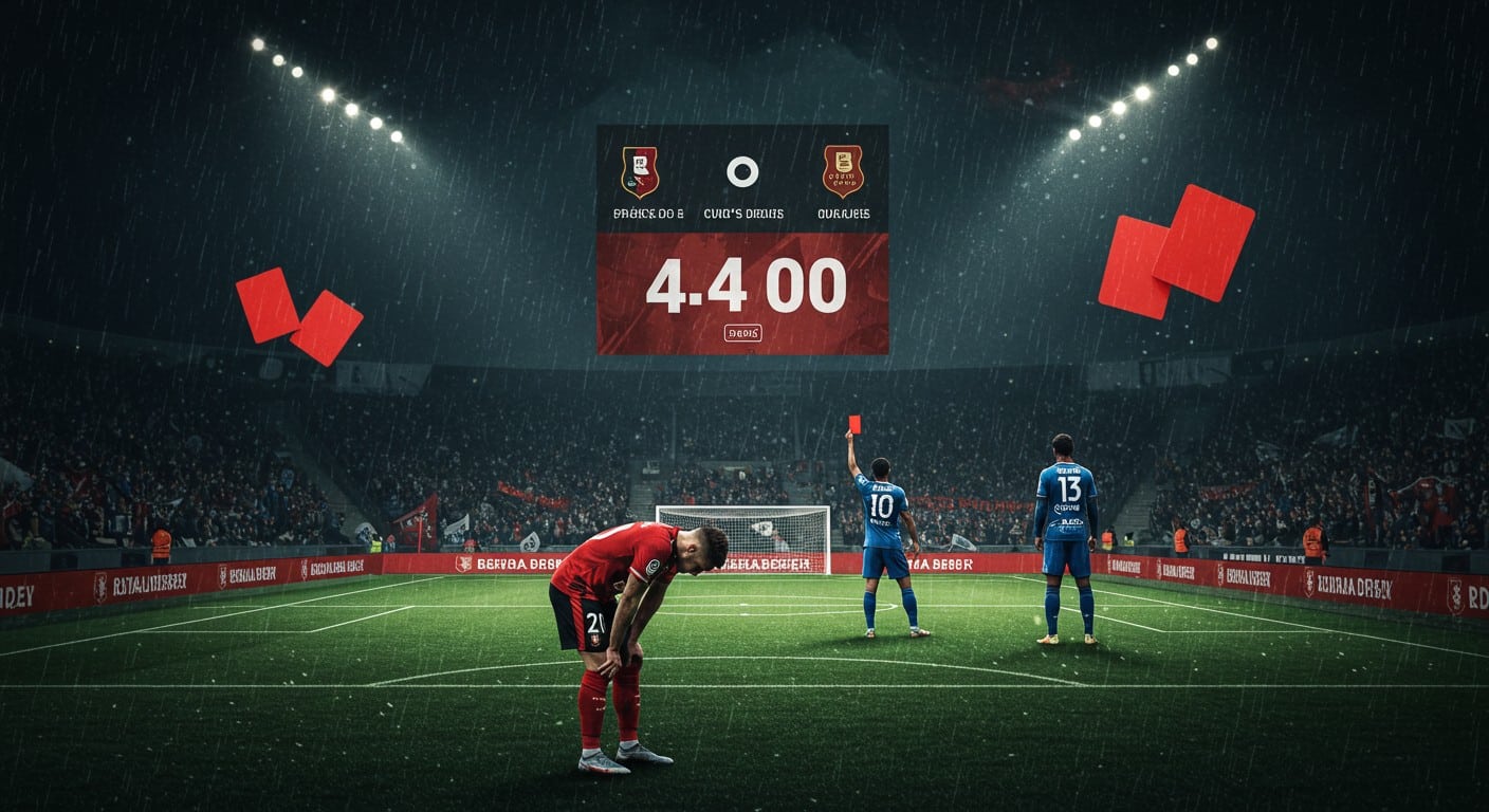 Rennes s’effondre 4-0 face à Lorient dans un derby breton cauchemardesque. Deux expulsions précoces et des tensions : que s’est-il passé ?