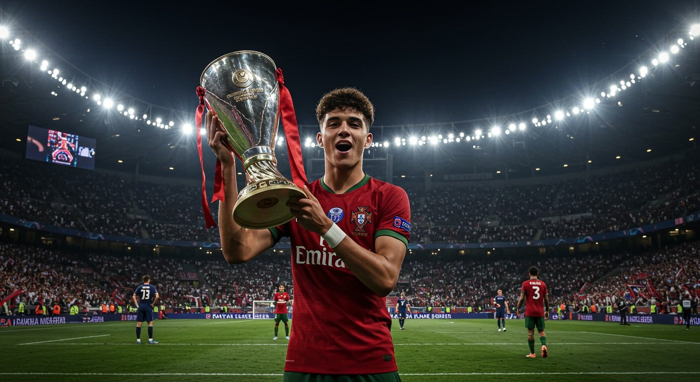 Nuno Mendes, 23 ans, devient le joueur U23 le plus titré avec 14 trophées au PSG. Découvrez son parcours et son exploit en Supercoupe d’Europe !