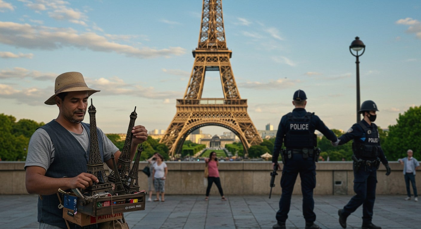 Un chef de réseau de vendeurs à la sauvette interpellé près de la tour Eiffel. Découvrez les dessous de cette lutte contre le commerce illégal à Paris.