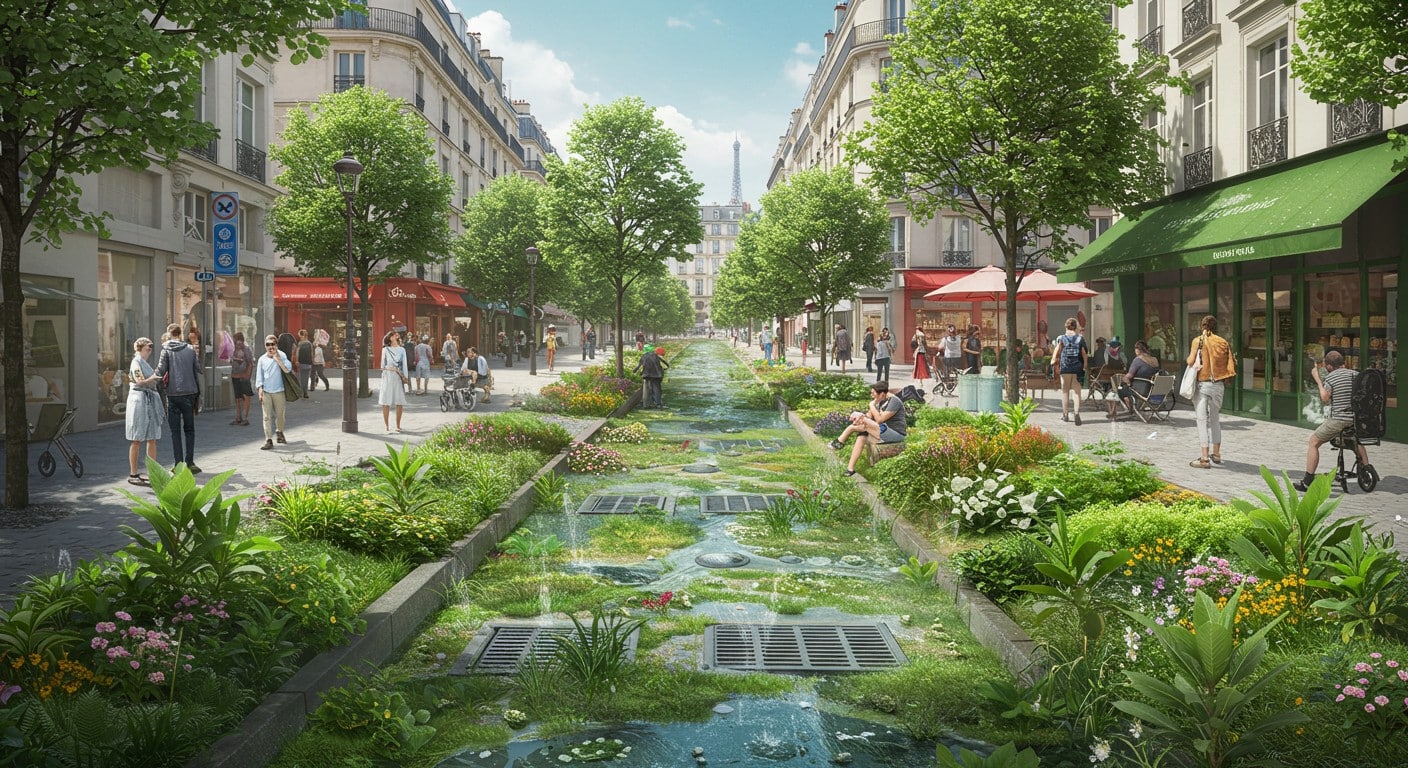 Paris se transforme en ville éponge pour gérer l'eau de pluie et lutter contre la chaleur. Découvrez le plan ambitieux pour un urbanisme durable.