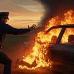 Policiers Héros : Un Sauvetage Épique Dans une Voiture en Feu