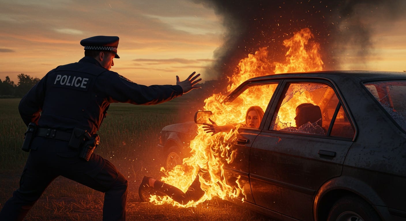 Un policier sauve une femme d’une voiture en feu et reçoit une médaille du mérite. Découvrez son acte héroïque et son impact. Lisez la suite !