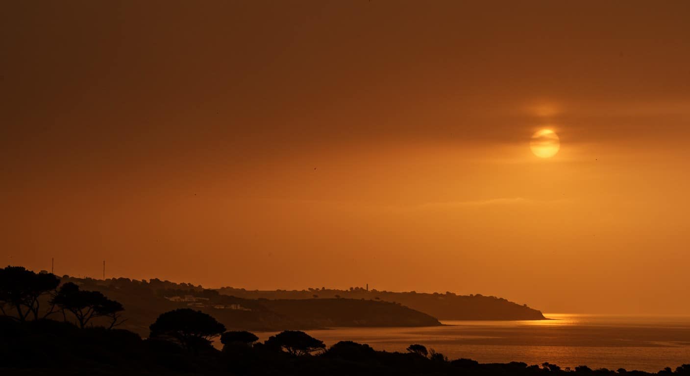 Un voile gris-orange recouvre l’ouest de la France. Découvrez pourquoi les fumées d’incendies ibériques et la poussière saharienne transforment le ciel.