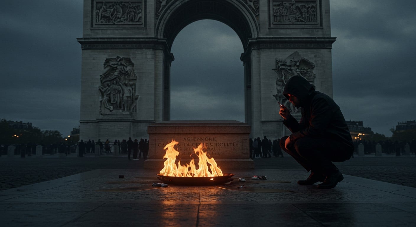 Un homme allume sa cigarette sur la flamme du Soldat inconnu à Paris, provoquant l’indignation. Son titre de séjour est menacé. Découvrez les détails.