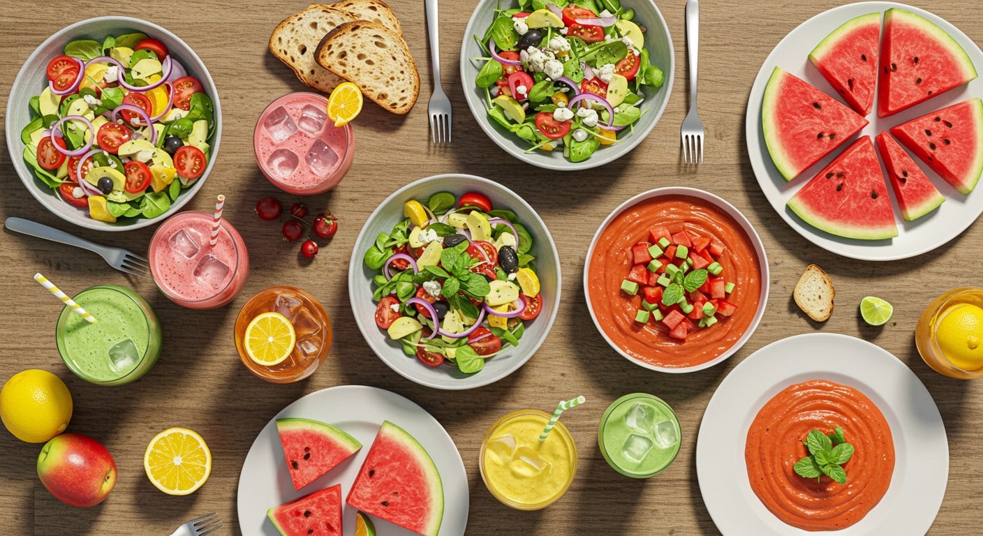 Découvrez 20 idées de repas légers et frais pour la canicule. Restez hydraté et savourez des plats simples qui boostent votre énergie !