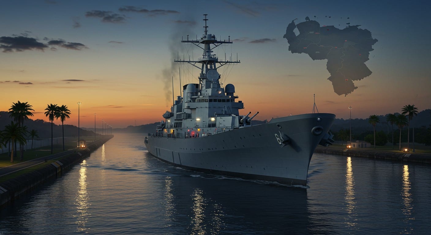 Les tensions montent entre les USA et le Venezuela alors qu’un navire de guerre américain traverse le canal de Panama. Quels enjeux géopolitiques se cachent derrière ce déploiement ?