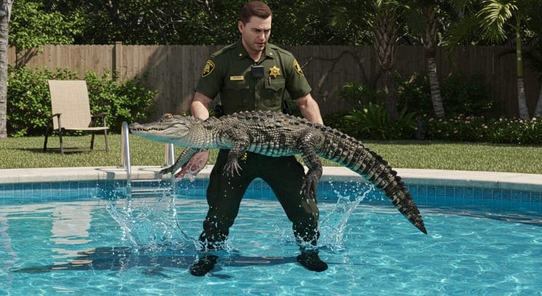 Un Adjoint au Shérif Capture un Alligator à Mains Nues