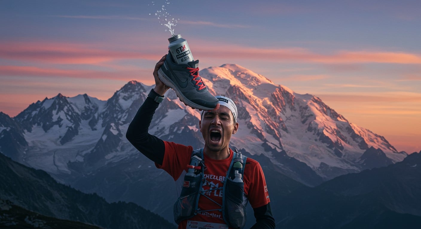Tom Evans triomphe à l’UTMB 2025 et fête avec un shoey audacieux après 170 km de course. Découvrez cette victoire épique et son rituel insolite !
