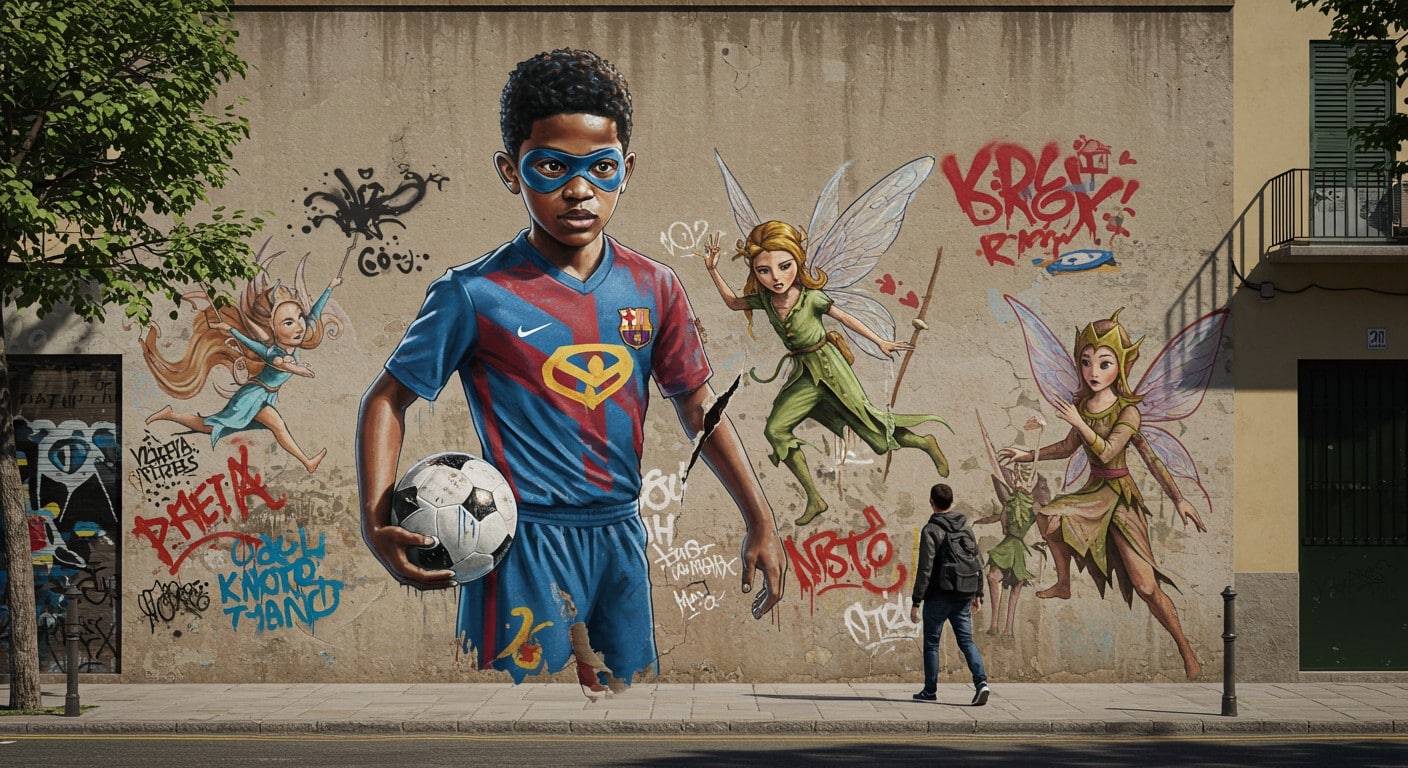 La fresque de Lamine Yamal à Barcelone vandalisée : une référence à sa fête controversée. Découvrez les détails et les réactions autour de cet incident.