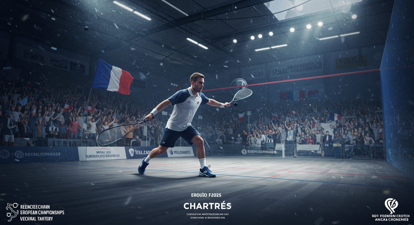Victor Crouin remporte son 3e titre européen de squash à Chartres, tandis que Melissa Alves brille sur le podium. Découvrez leur parcours et l’avenir du squash français !