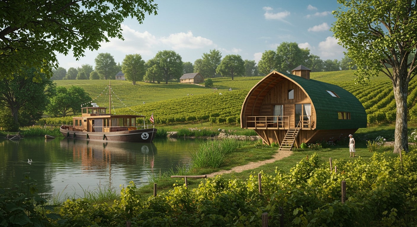 Découvrez le Village de la Champagne, où un bateau et une cabane unique offrent une expérience insolite et écoresponsable à Bar-sur-Aube.