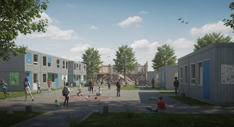 Villepinte : École Brûlée, Préfabriqués pour la Rentrée
